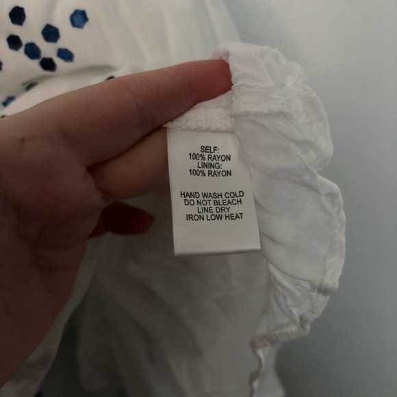 Lulu's White and Blue Printed Off-the-Shoulder Dress Polka Dot Sundress XS - Picture 7 of 8